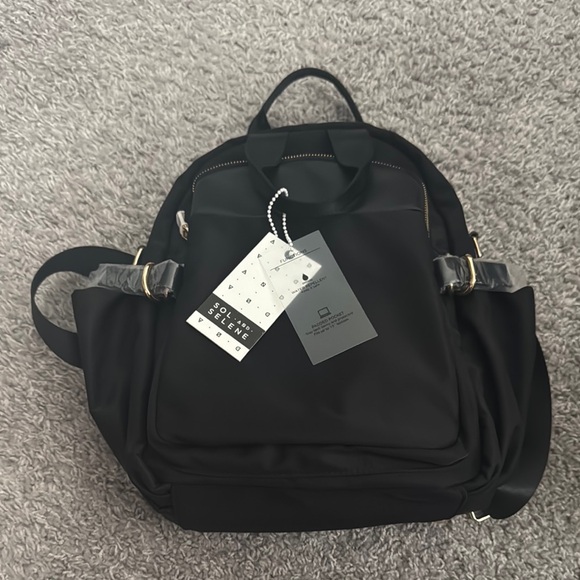 Sleek Black Backpack with Gold Zippers - Picture 10 of 10